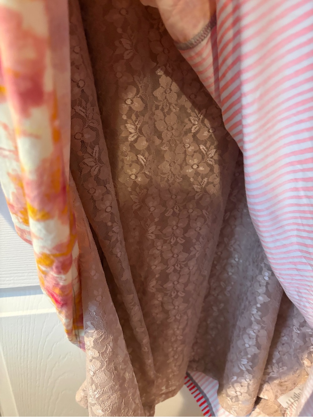 LOGO by Lori Goldstein Pink and Yellow Watercolor & Red Stripe Long Sleeve Tunic - Picture 5 of 6